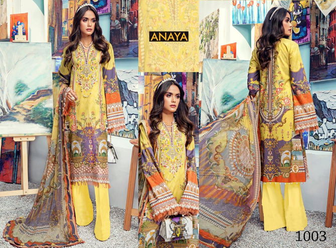 Agha Noor Aanaya Latest Fancy Festive Wear Pure Cotton Top And Bottom With Mal Mal Printed Dupatta Karachi Style Dress Materials 